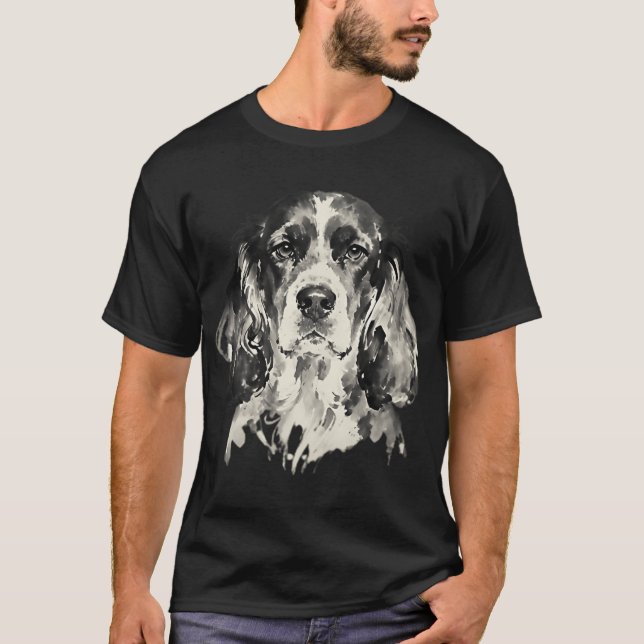 T-shirt Peinture à l'encre de Cocker Spaniel en gros plan (Devant)