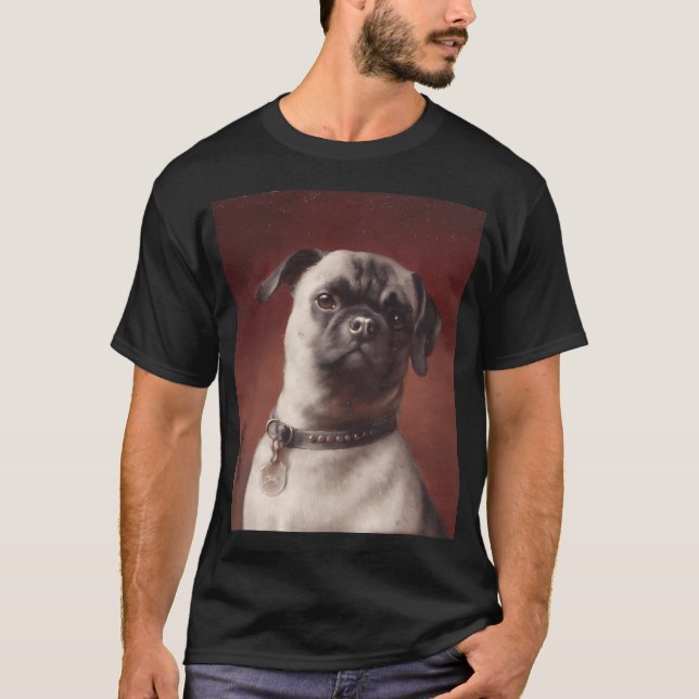 T-shirt Peinture à l'huile de Pug (Devant)