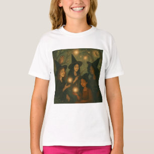T-shirt Peinture à l'huile d'Halloween de sorcières dans l