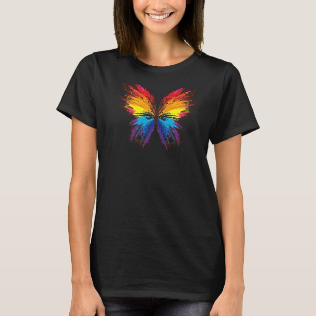 T-shirt Peinture à papillon colorée (Devant)