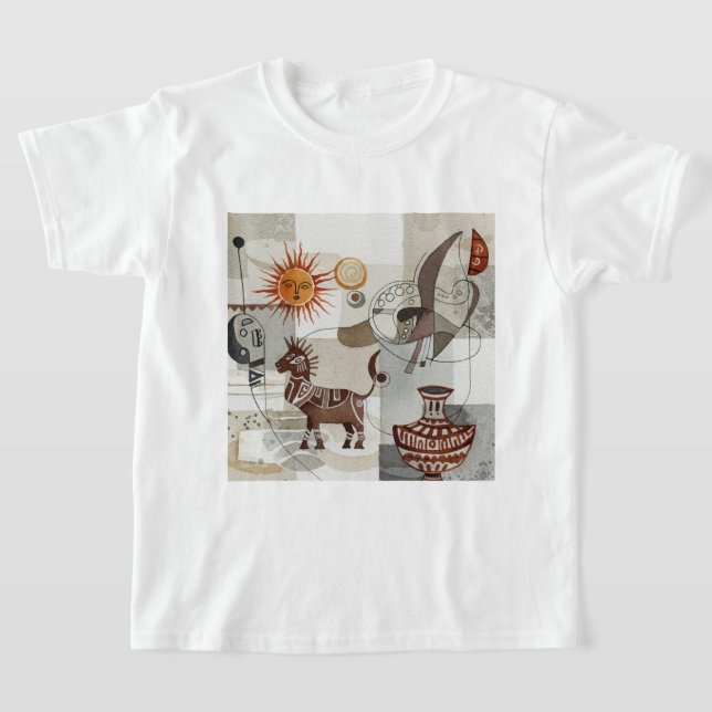 T-shirt Peinture abstraite avec des éléments ethniques (Poser)