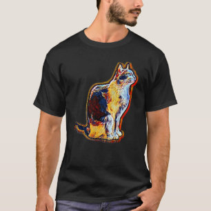 T-shirt Peinture Abstraite Numérique D'un Chat