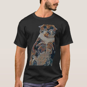 T-shirt Peinture Abstraite Numérique D'un Chat