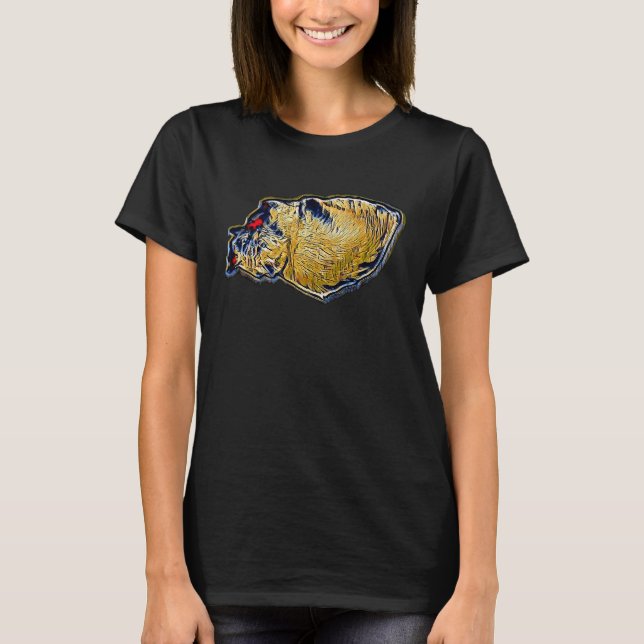 T-shirt Peinture Abstraite Numérique D'un Chat  1 (Devant)