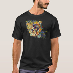 T-shirt Peinture Abstraite Numérique D'un Chat 10