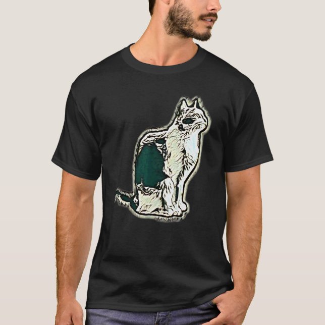 T-shirt Peinture Abstraite Numérique D'un Chat 16 (Devant)