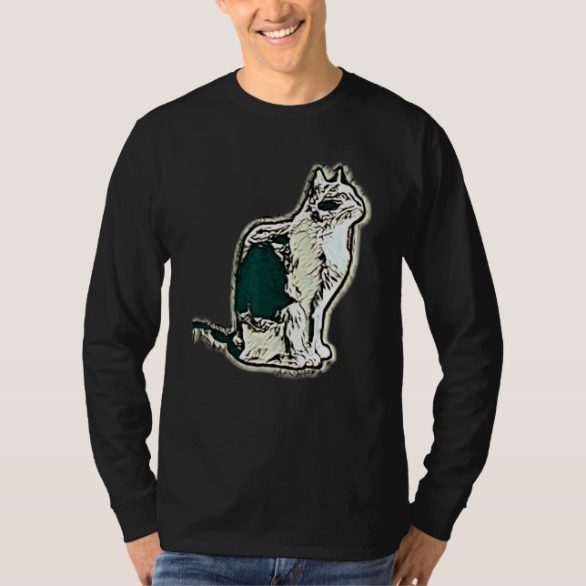 T-shirt Peinture Abstraite Numérique D'un Chat 16 (Devant)