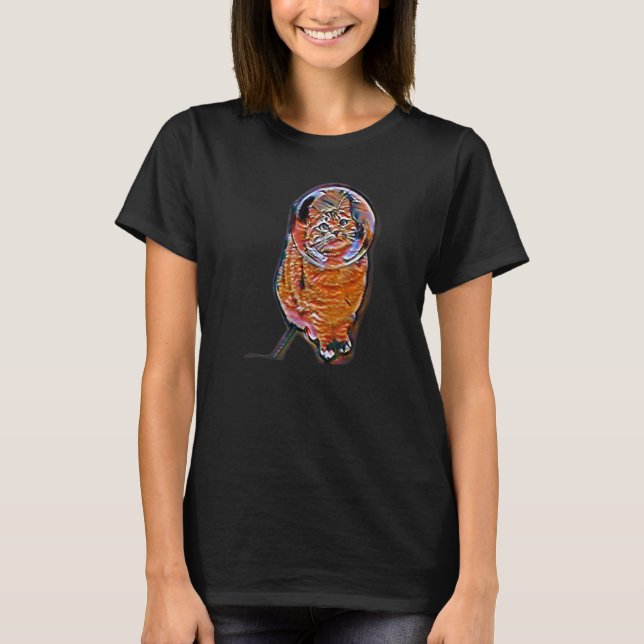 T-shirt Peinture Abstraite Numérique D'un Chat 17 (Devant)