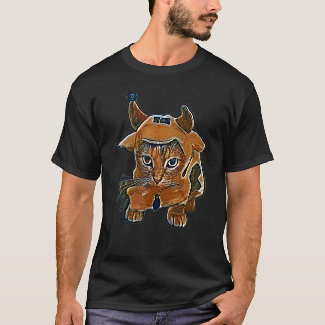 T-shirt Peinture Abstraite Numérique D'un Chat 18 (Devant)