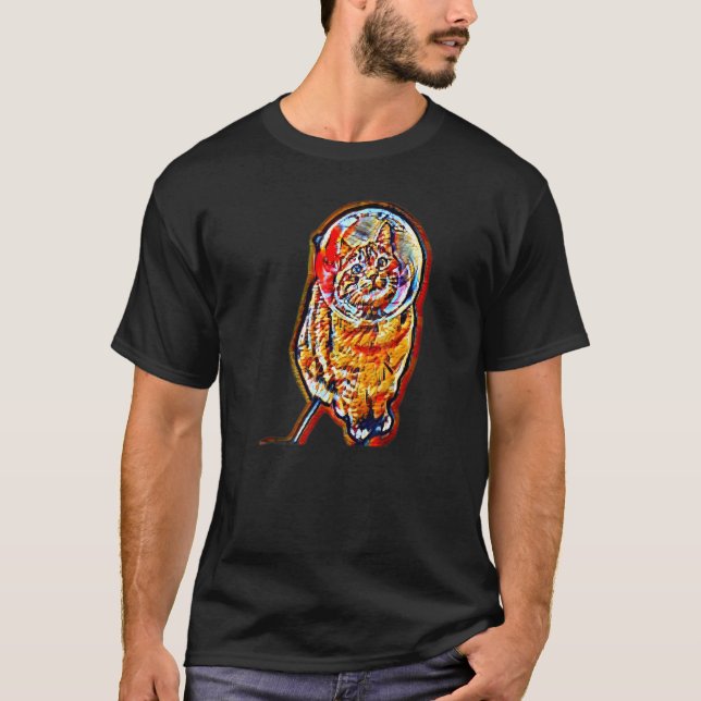 T-shirt Peinture Abstraite Numérique D'un Chat 2 (Devant)