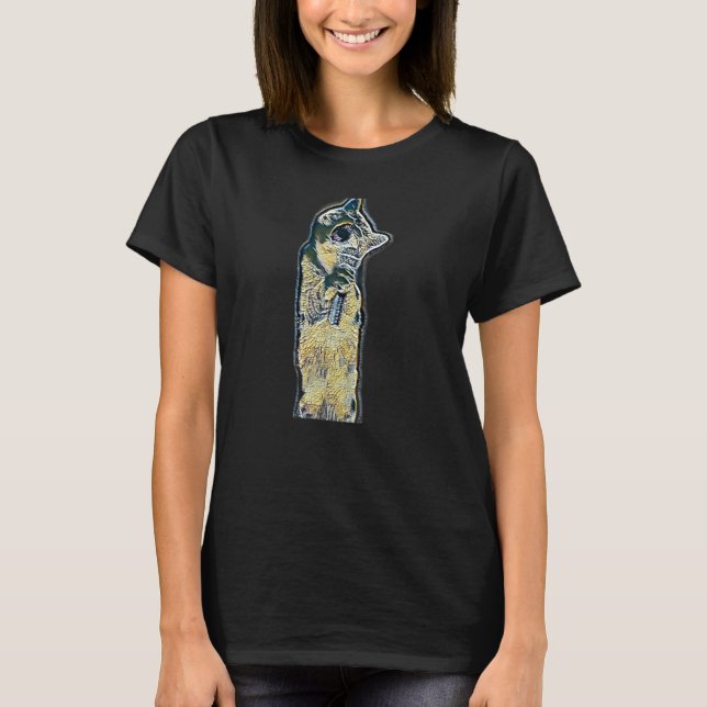 T-shirt Peinture Abstraite Numérique D'un Chat 2 (Devant)