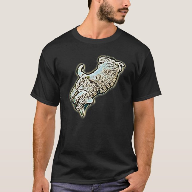 T-shirt Peinture Abstraite Numérique D'un Chat 23 (Devant)