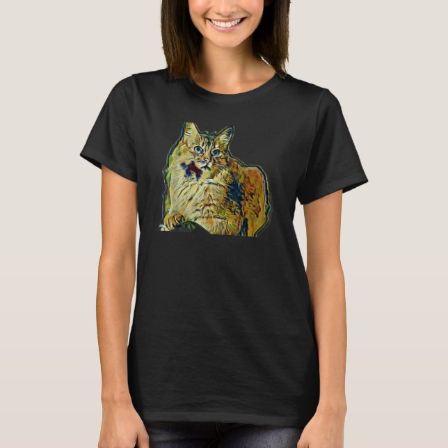 T-shirt Peinture Abstraite Numérique D'un Chat 25 (Devant)