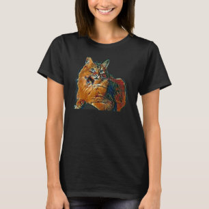 T-shirt Peinture Abstraite Numérique D'un Chat 26