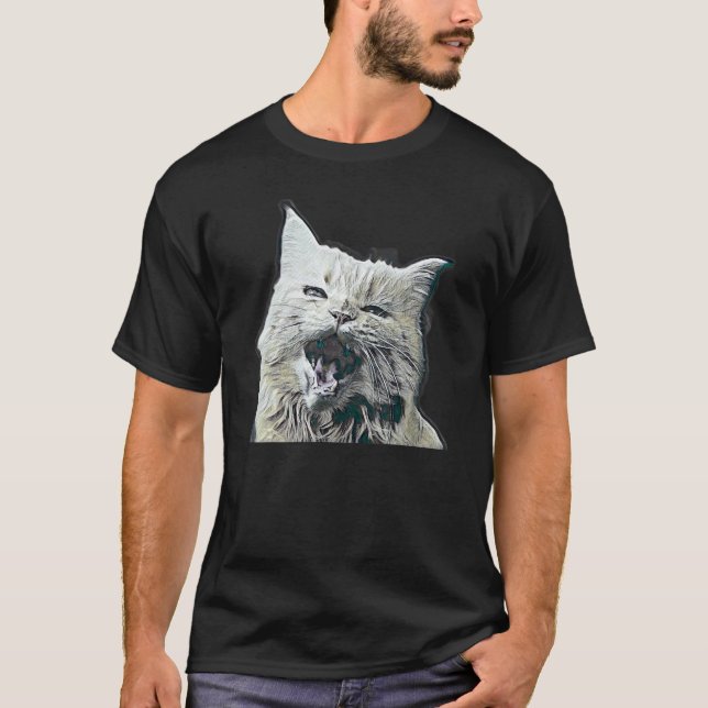 T-shirt Peinture Abstraite Numérique D'un Chat 27 (Devant)