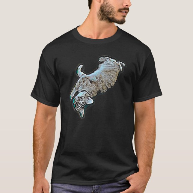 T-shirt Peinture Abstraite Numérique D'un Chat 28 (Devant)