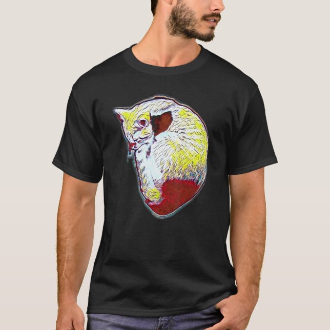 T-shirt Peinture Abstraite Numérique D'un Chat 29 (Devant)