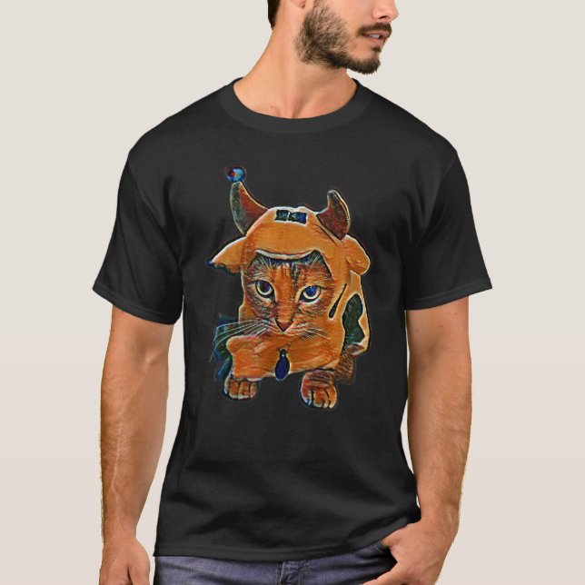 T-shirt Peinture Abstraite Numérique D'un Chat 29 (Devant)