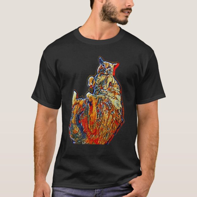 T-shirt Peinture Abstraite Numérique D'un Chat 31 (Devant)