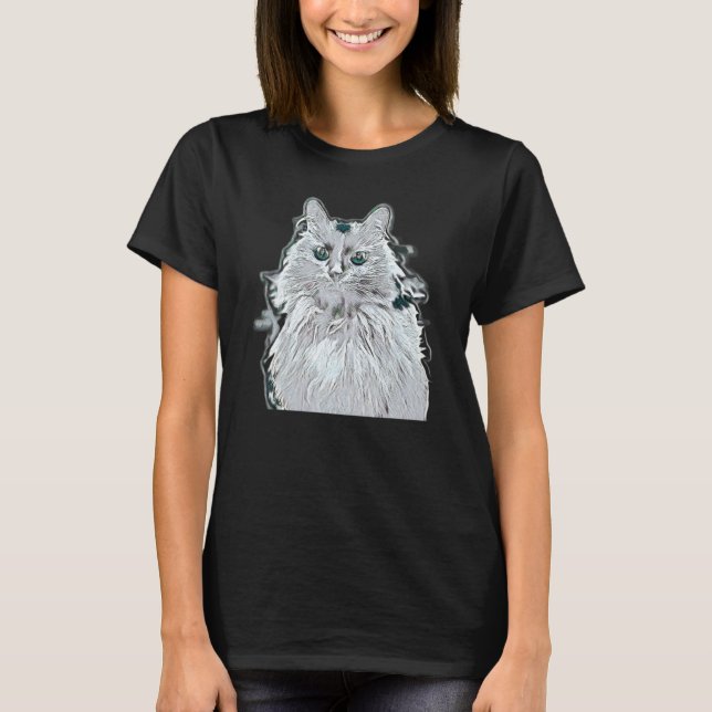 T-shirt Peinture Abstraite Numérique D'un Chat 32 (Devant)