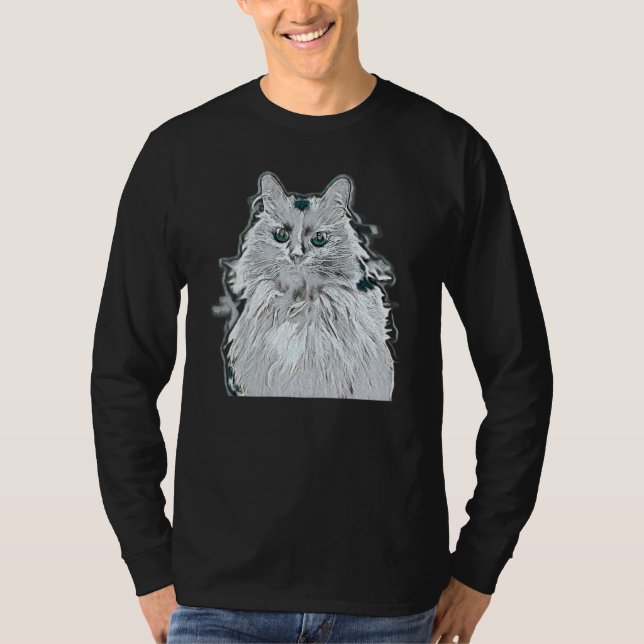 T-shirt Peinture Abstraite Numérique D'un Chat 32 (Devant)