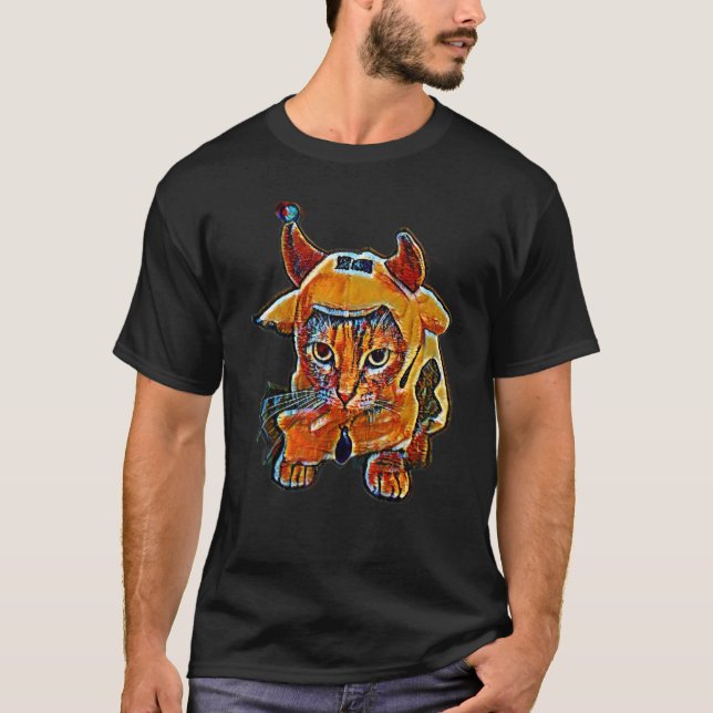T-shirt Peinture Abstraite Numérique D'un Chat 33 (Devant)