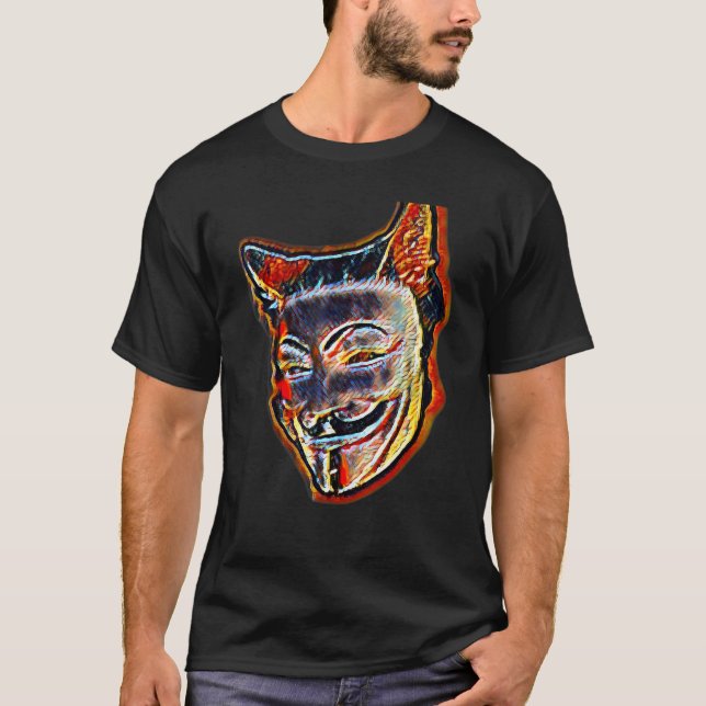 T-shirt Peinture Abstraite Numérique D'un Chat 34 (Devant)