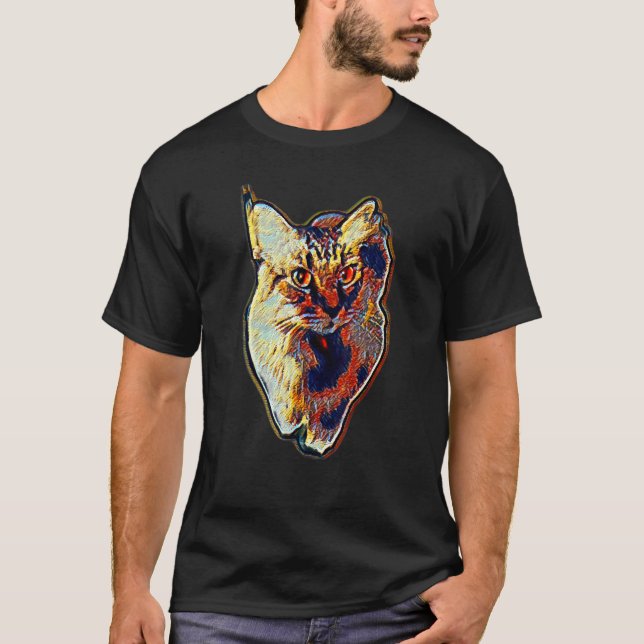 T-shirt Peinture Abstraite Numérique D'un Chat 35 (Devant)