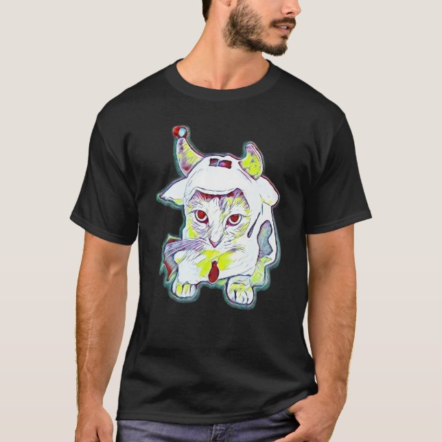 T-shirt Peinture Abstraite Numérique D'un Chat 35 (Devant)
