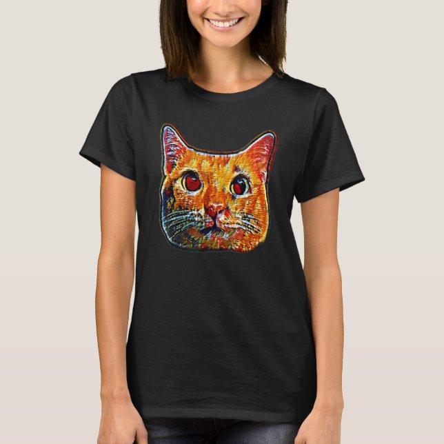 T-shirt Peinture Abstraite Numérique D'un Chat 36 (Devant)