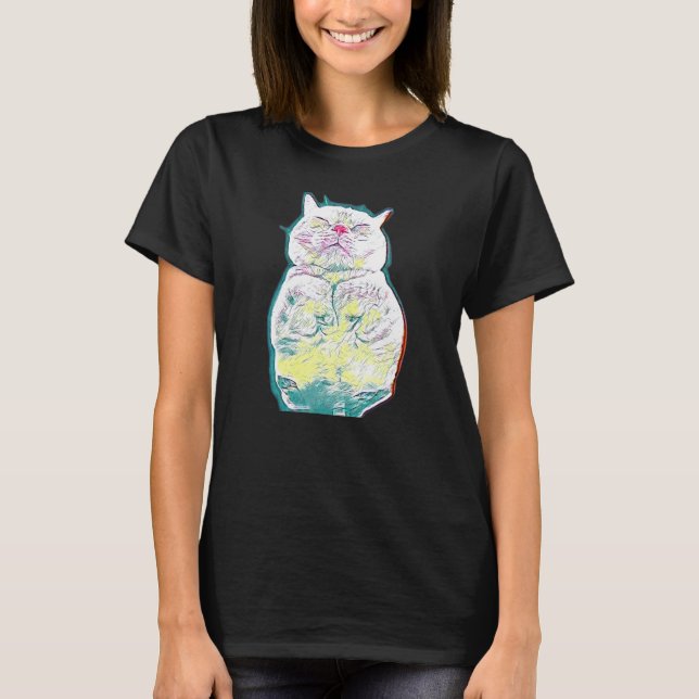 T-shirt Peinture Abstraite Numérique D'un Chat 37 (Devant)