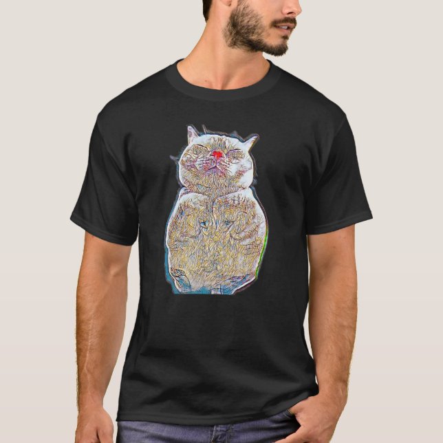 T-shirt Peinture Abstraite Numérique D'un Chat 37 (Devant)