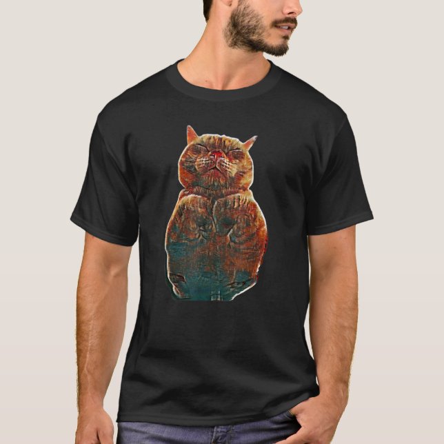 T-shirt Peinture Abstraite Numérique D'un Chat 38 (Devant)
