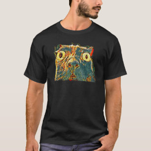 T-shirt Peinture Abstraite Numérique D'un Chat 39