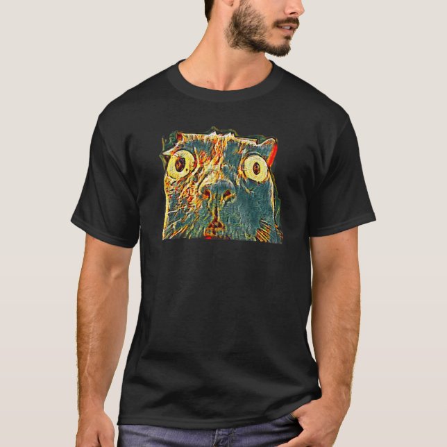 T-shirt Peinture Abstraite Numérique D'un Chat 39 (Devant)