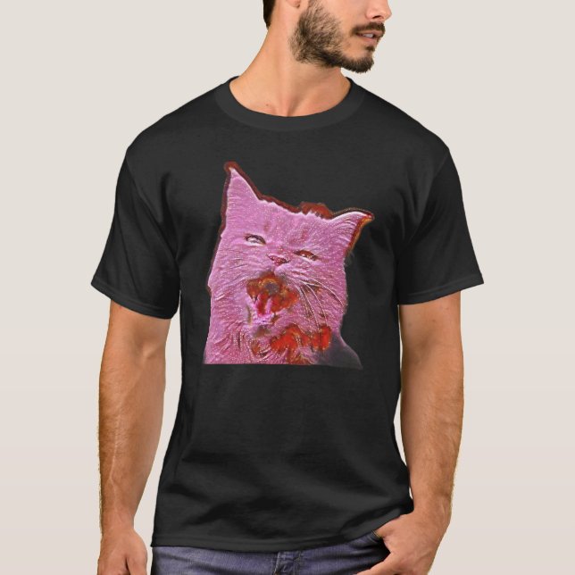 T-shirt Peinture Abstraite Numérique D'un Chat 4 (Devant)