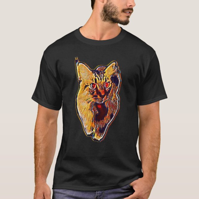 T-shirt Peinture Abstraite Numérique D'un Chat 44 (Devant)