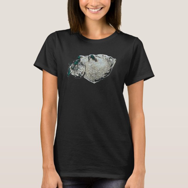 T-shirt Peinture Abstraite Numérique D'un Chat 45 (Devant)