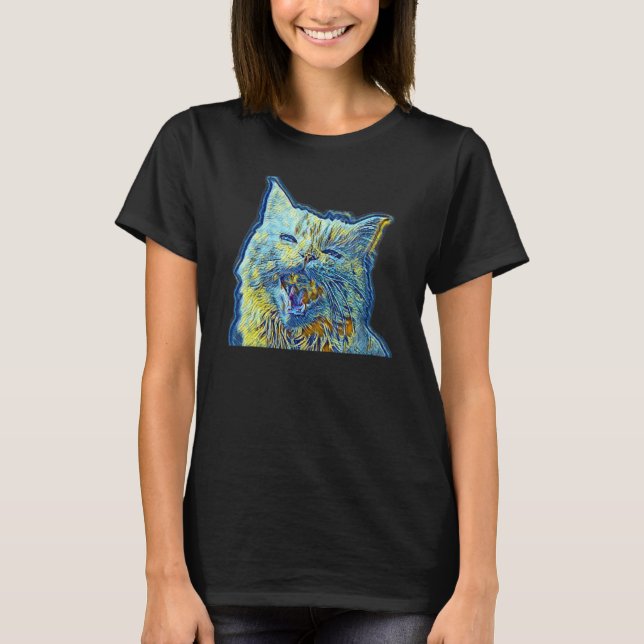 T-shirt Peinture Abstraite Numérique D'un Chat 49 (Devant)