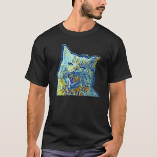 T-shirt Peinture Abstraite Numérique D'un Chat 49