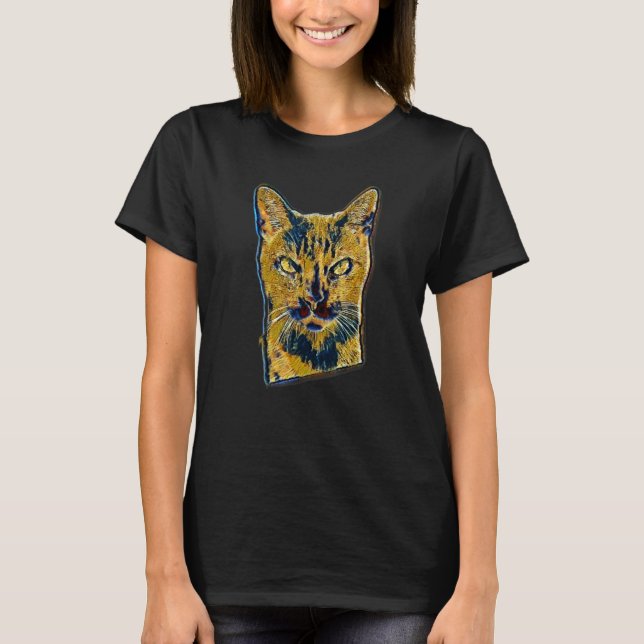 T-shirt Peinture Abstraite Numérique D'un Chat 53 (Devant)