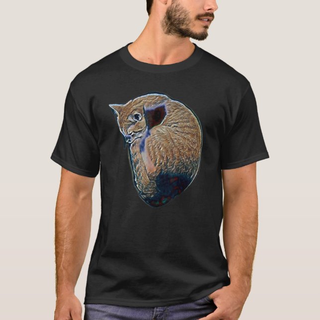 T-shirt Peinture Abstraite Numérique D'un Chat 55 (Devant)