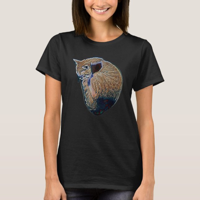 T-shirt Peinture Abstraite Numérique D'un Chat 55 (Devant)
