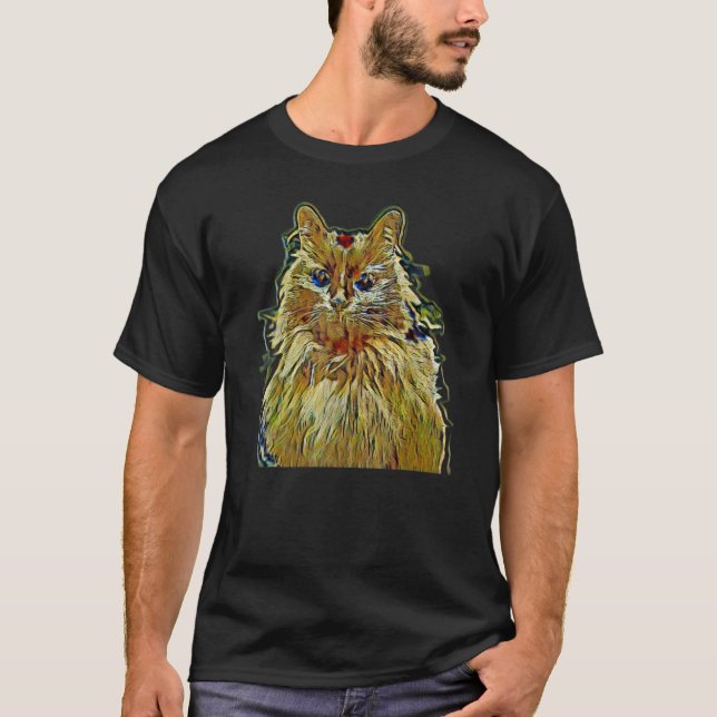T-shirt Peinture Abstraite Numérique D'un Chat 56 (Devant)