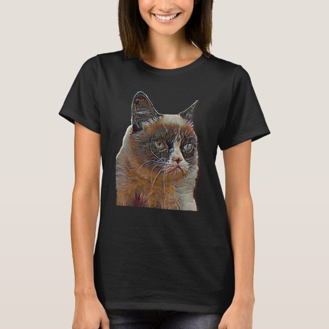 T-shirt Peinture Abstraite Numérique D'un Chat 57 (Devant)