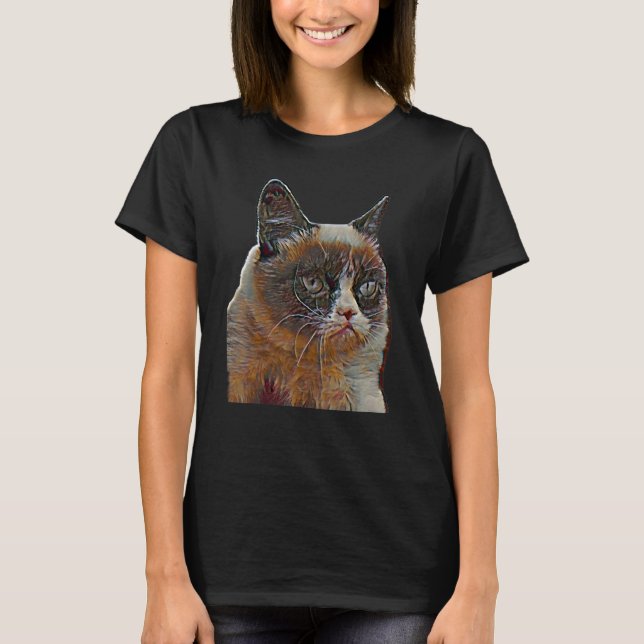 T-shirt Peinture Abstraite Numérique D'un Chat 57 (Devant)