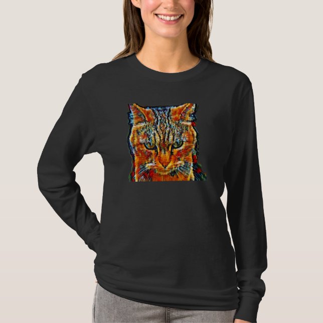 T-shirt Peinture Abstraite Numérique D'un Chat 60 (Devant)