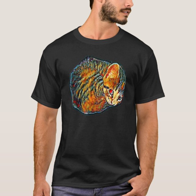T-shirt Peinture Abstraite Numérique D'un Chat 76 (Devant)