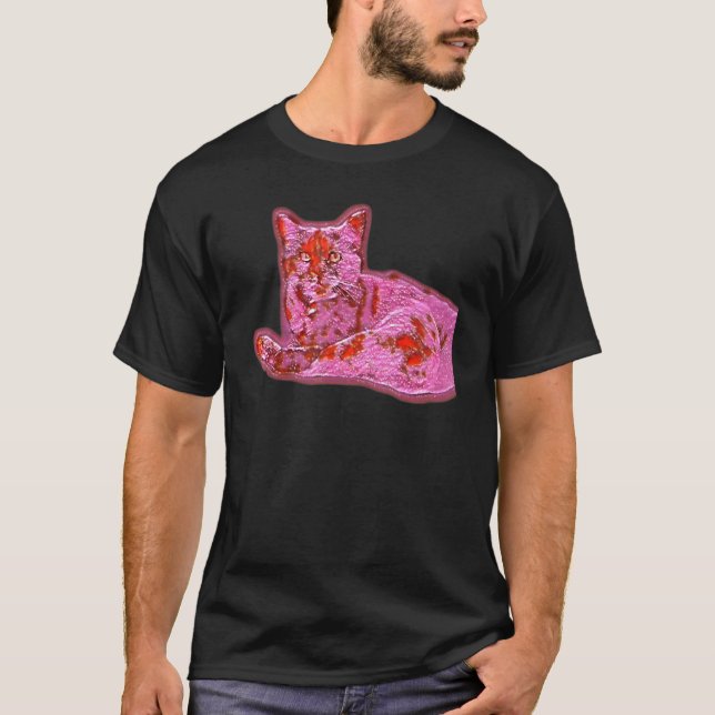 T-shirt Peinture Abstraite Numérique D'un Chat 8 (Devant)