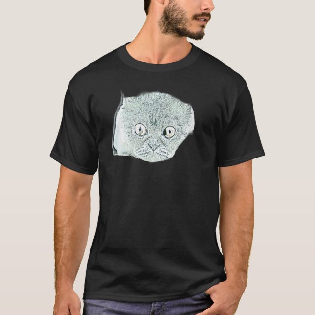 T-shirt Peinture Abstraite Numérique D'un Chat 83 (Devant)